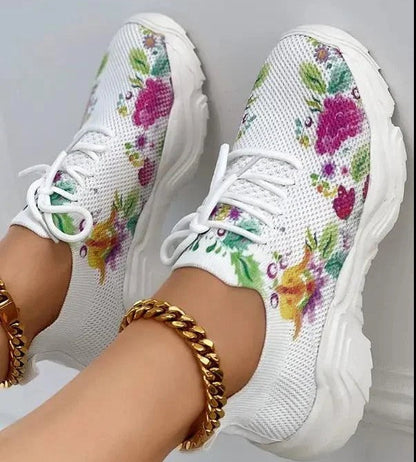 Orthopädische Turnschuhe mit Blumenmuster