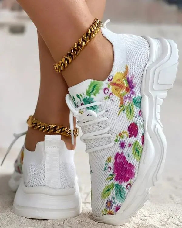 Orthopädische Turnschuhe mit Blumenmuster