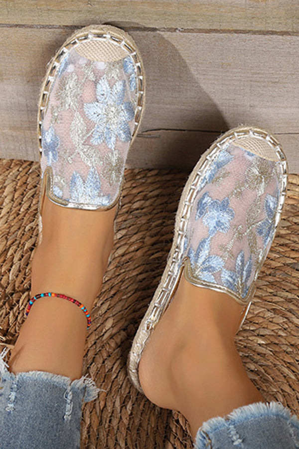 Frauen Sommer Spitze Blume atmungsaktiv flache Sohle Slip-Ons