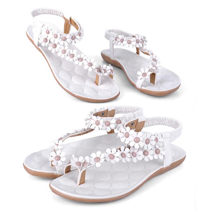 Frauen Flache Floral Roma Flip Flops Boho Sandalen