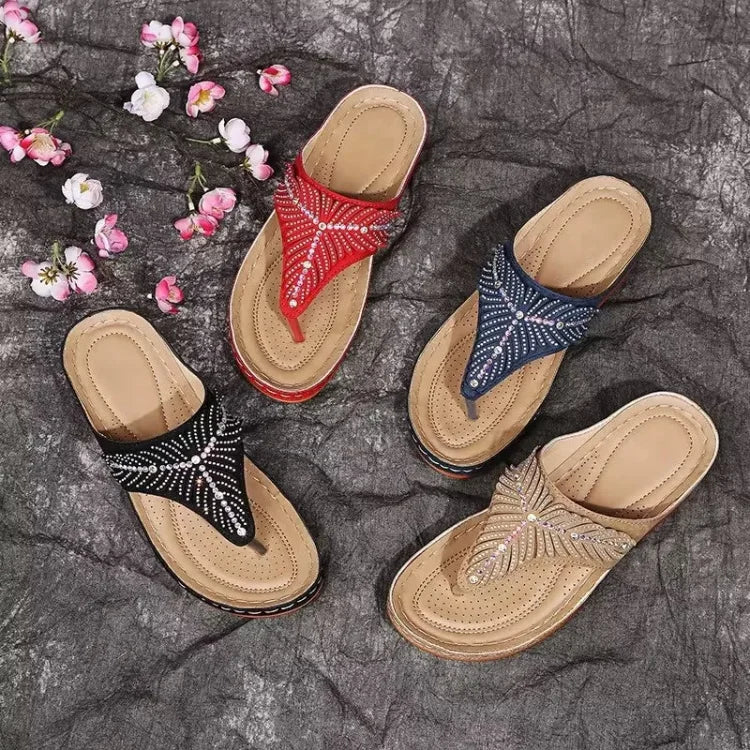 Frauen Flip Flops Dicker Boden Sandalen Schuhe für Frauen Keil Hausschuhe