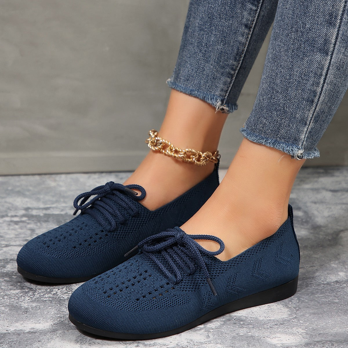 Damen Mesh Loafers mit rundem Fuß