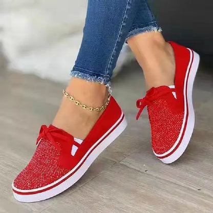 Atmungsaktive Damen Bow Slip On Sneakers