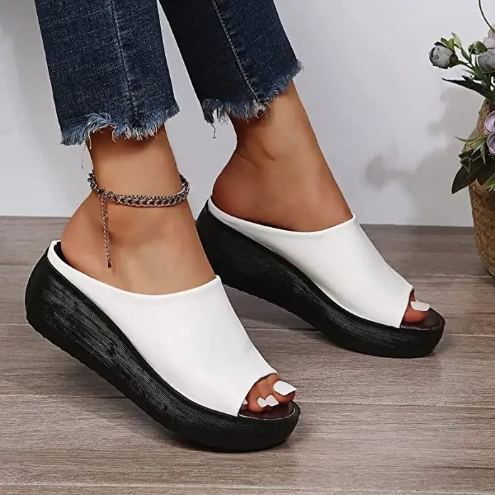 Damen Plateausandalen mit offener Spitze