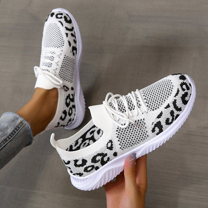 Leopard bedruckte Mesh-Sneakers für Damen