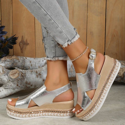 Plateau-Espadrille-Sandalen für Frauen