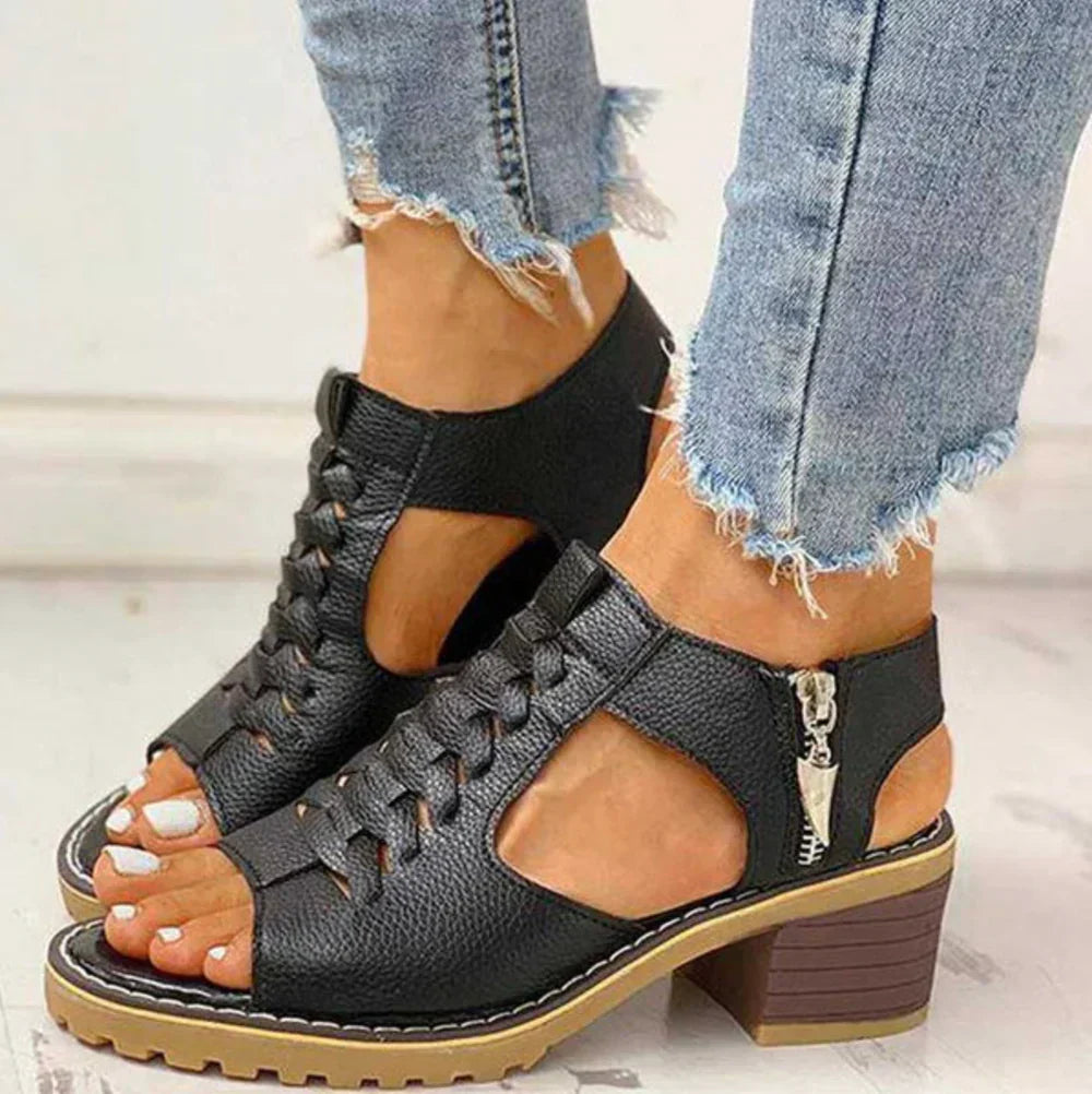 Womens Platform Open Toe Ankle Heels