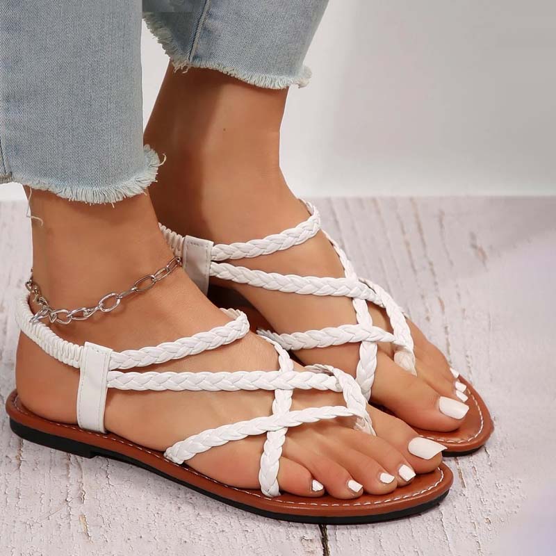 Geflochtene flache Damen-Sandalen