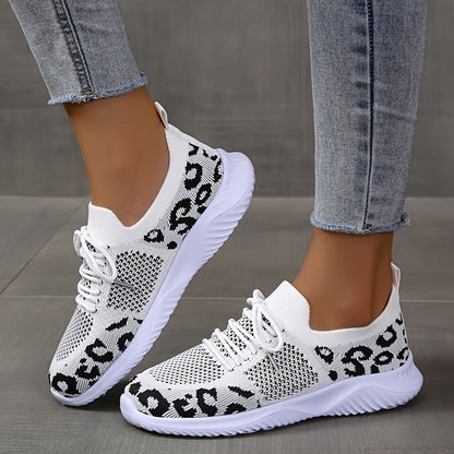 Leopard bedruckte Mesh-Sneakers für Damen