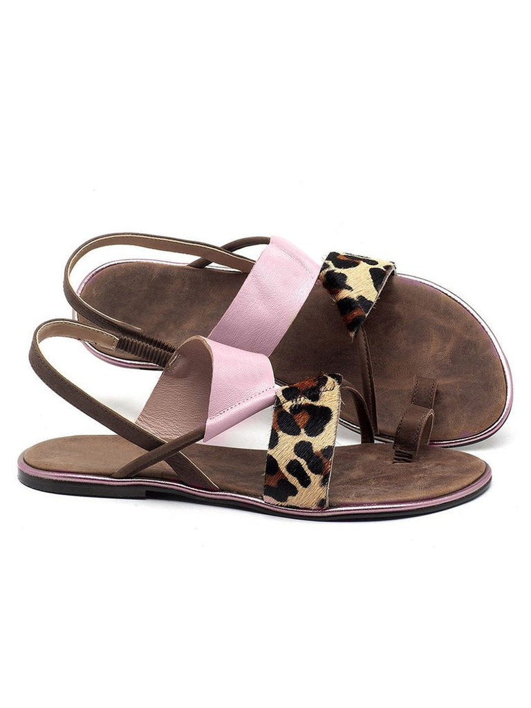 Retro Leopard Block Farbe Flip Flop Sandalen