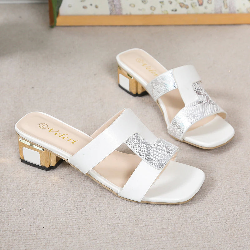 Damen Designer Fischleder Sandalen