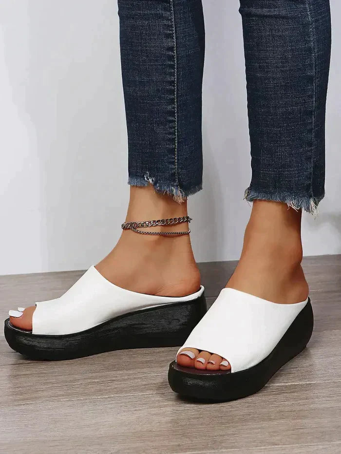 Damen Plateausandalen mit offener Spitze