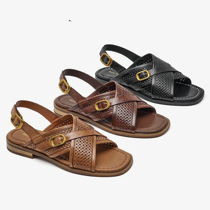 Geflochtene flache Sandalen für Frauen