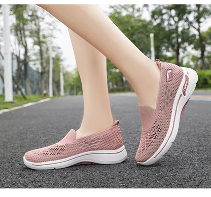 Womens Damen Slip On Memory Foam Casual Smart Walking Arbeit Trainer Schuhe Größe