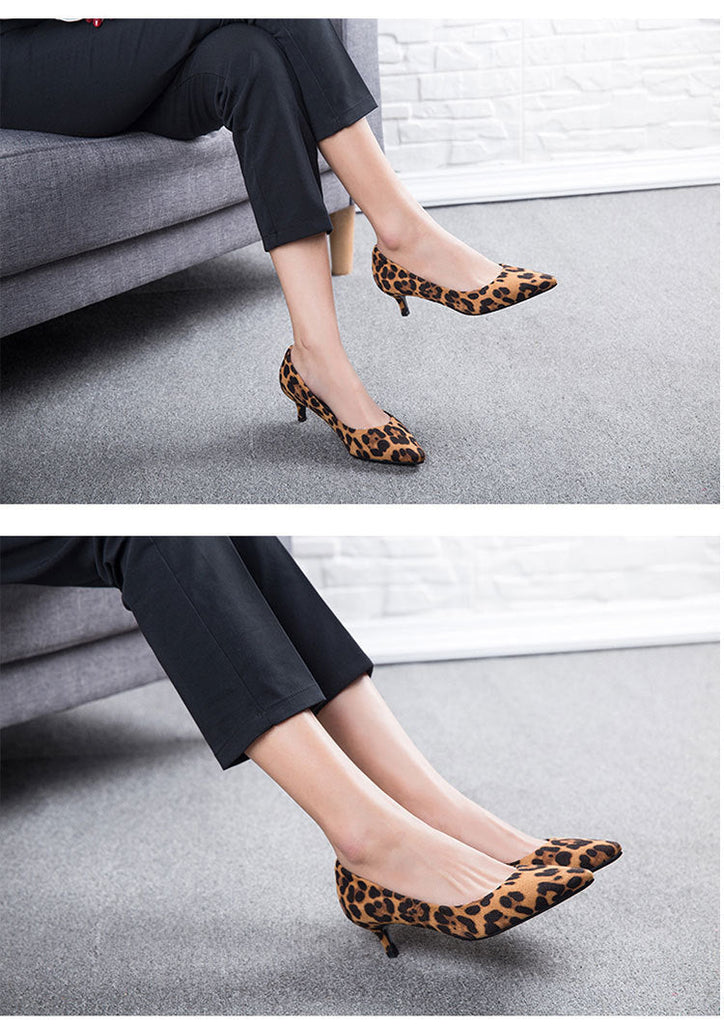 Wildleder Sexy Leopard Frauen Schuhe Kätzchen Fersen