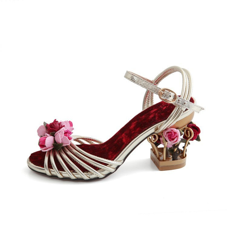 Sandalen Peep Toe Riemchenschuhe Birdcage High Heels