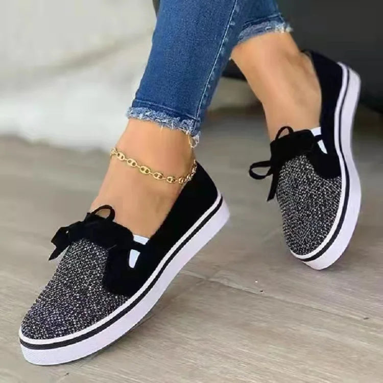 Atmungsaktive Damen Bow Slip On Sneakers