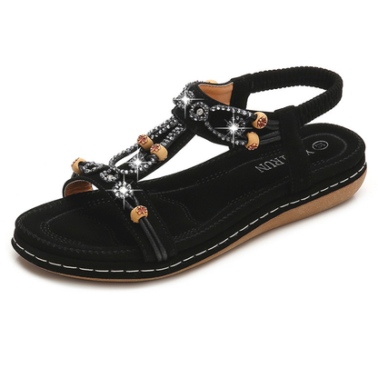 Perlen-Slip-On-Sandalen