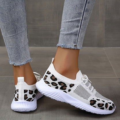 Leopard bedruckte Mesh-Sneakers für Damen