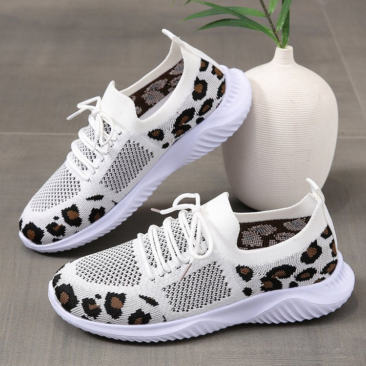 Leopard bedruckte Mesh-Sneakers für Damen