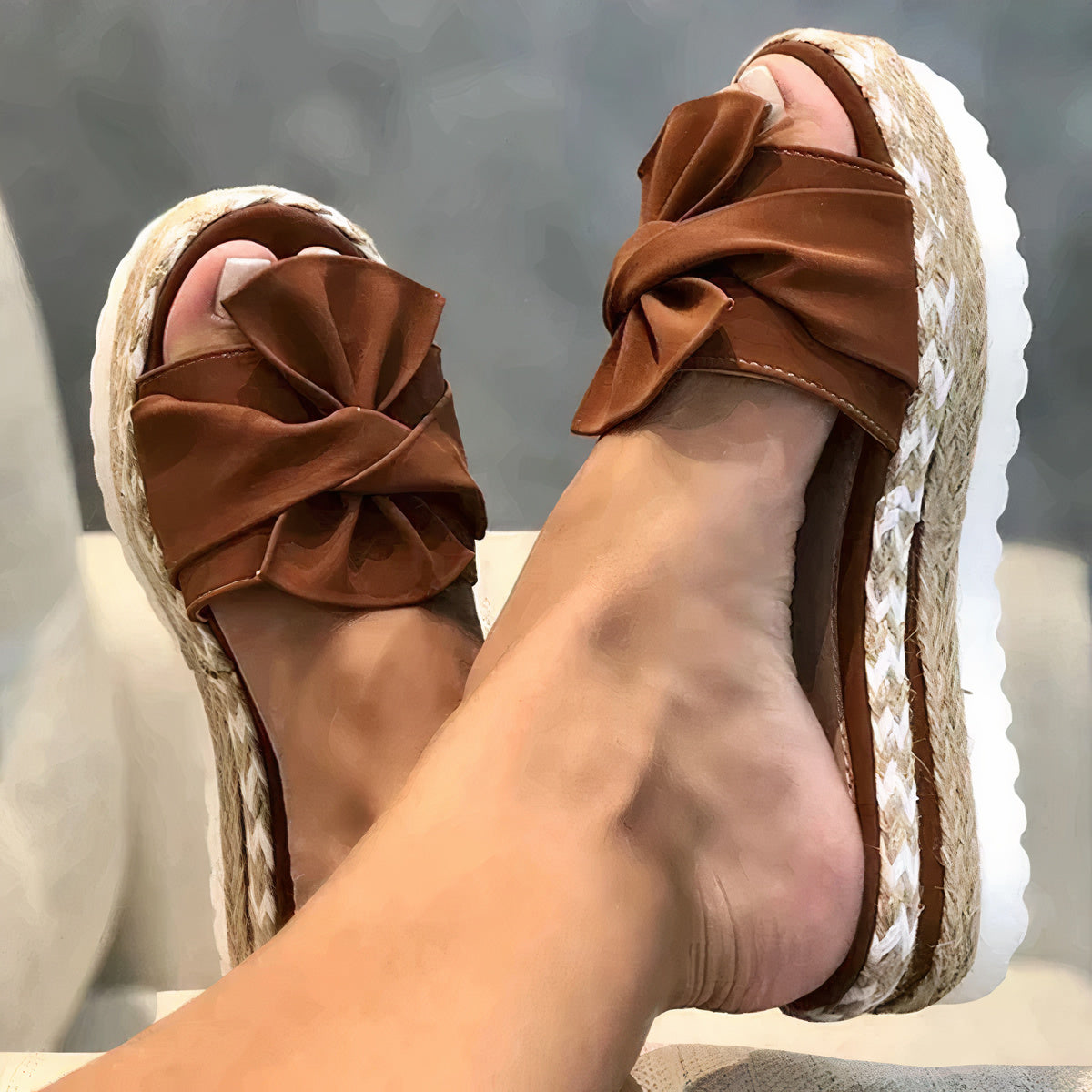 Damen Sandalen Sommer Bowknot Plattform