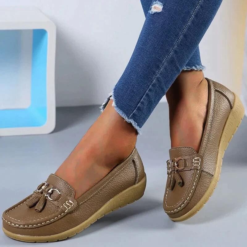 Sommer - Flache Loafers aus Leder