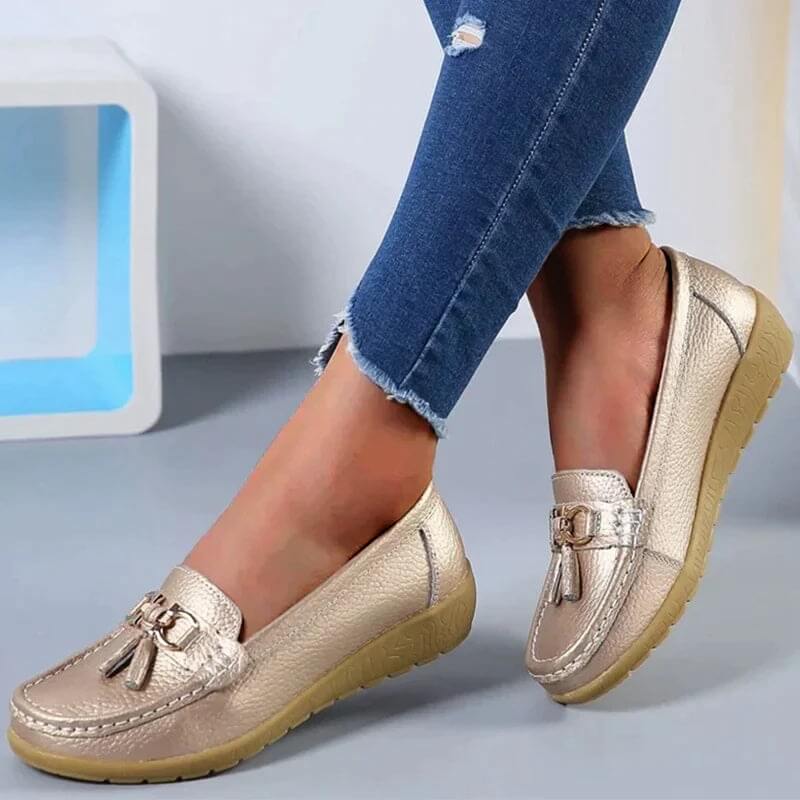 Sommer - Flache Loafers aus Leder