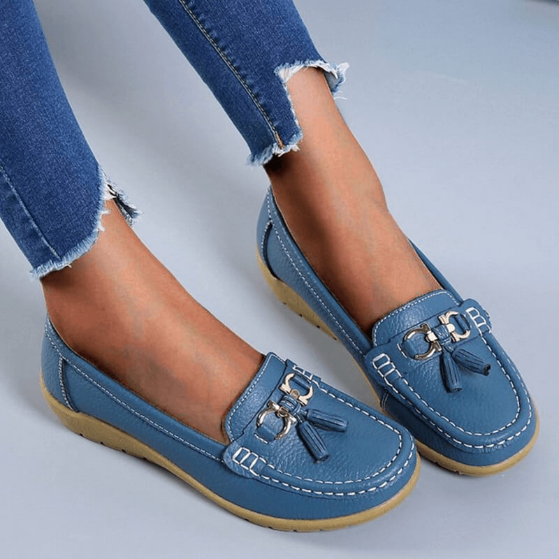 Sommer - Flache Loafers aus Leder