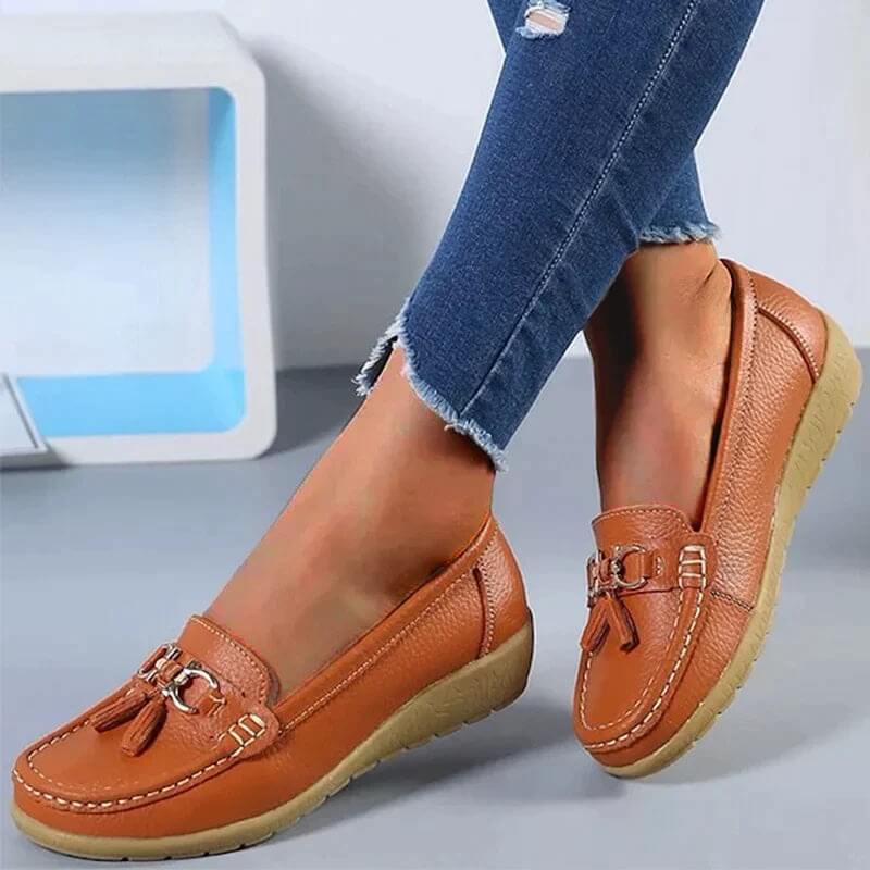 Sommer - Flache Loafers aus Leder