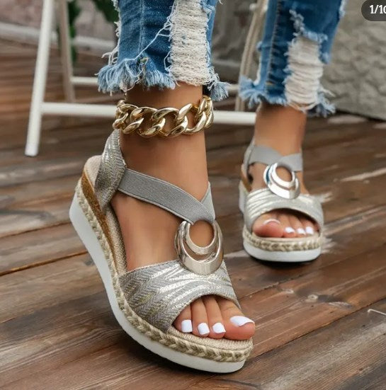 Sommer Rom Wedge Strand Sandalen