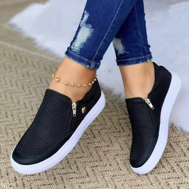 Frauen Comfy Slip On Wohnung Walking Schuhe