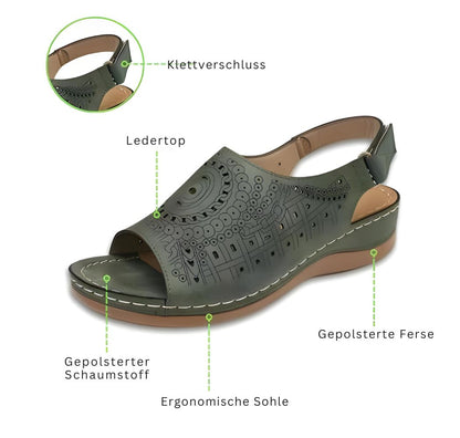 Orthopädische Sandalen mit ethnischem Muster, gestempelt und hohl