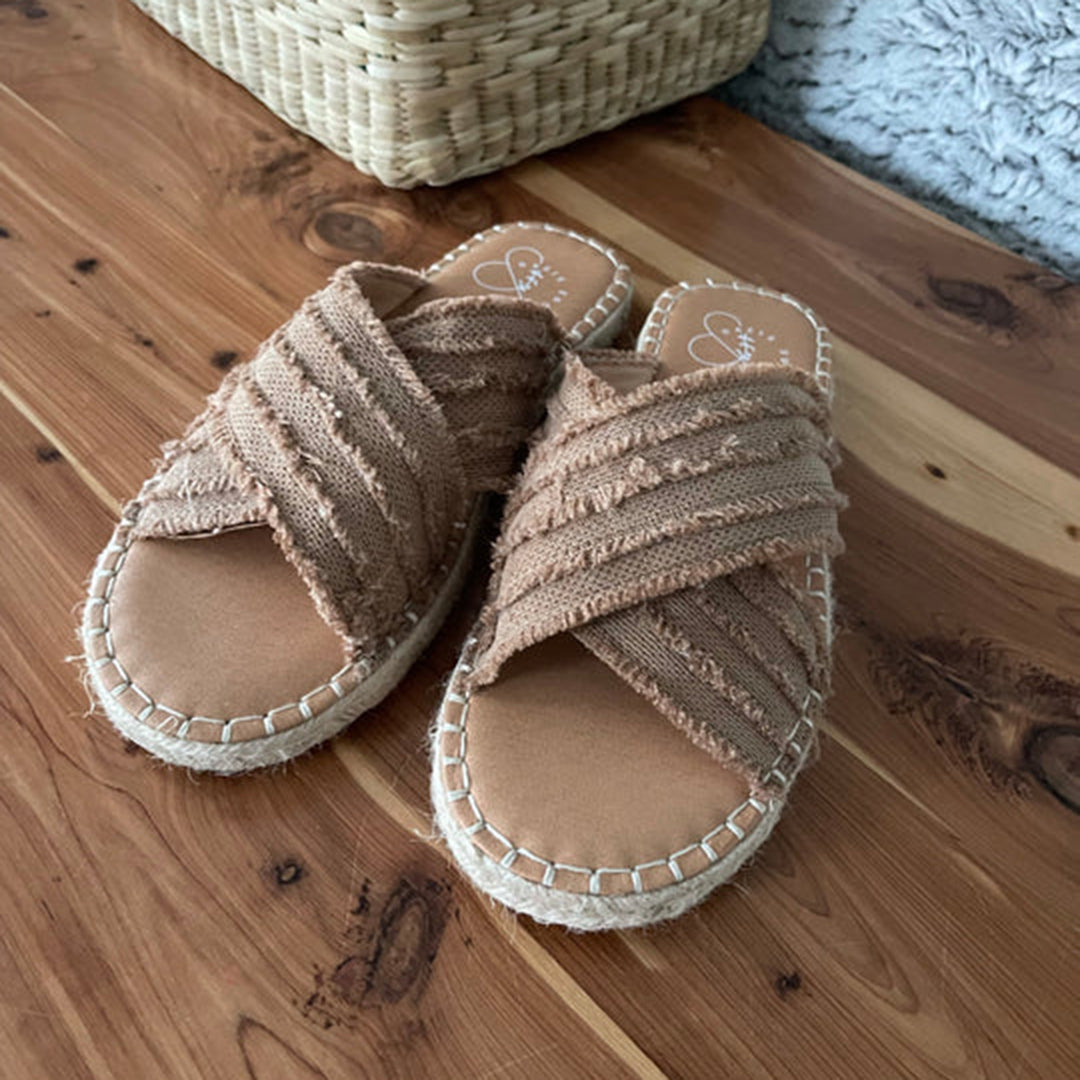 Flacher Boden Stroh Kreuz Fischer Schuhe böhmische Sandalen