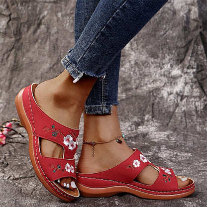 Sandalen mit Blumenstickerei für Damen