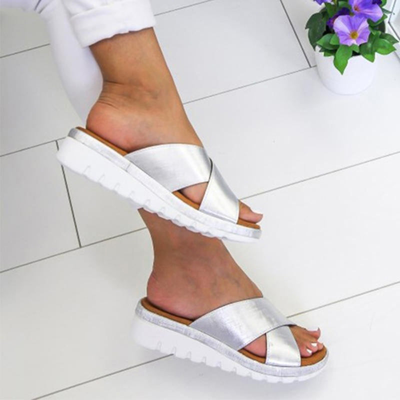 Cross Leder Plateau Sandalen