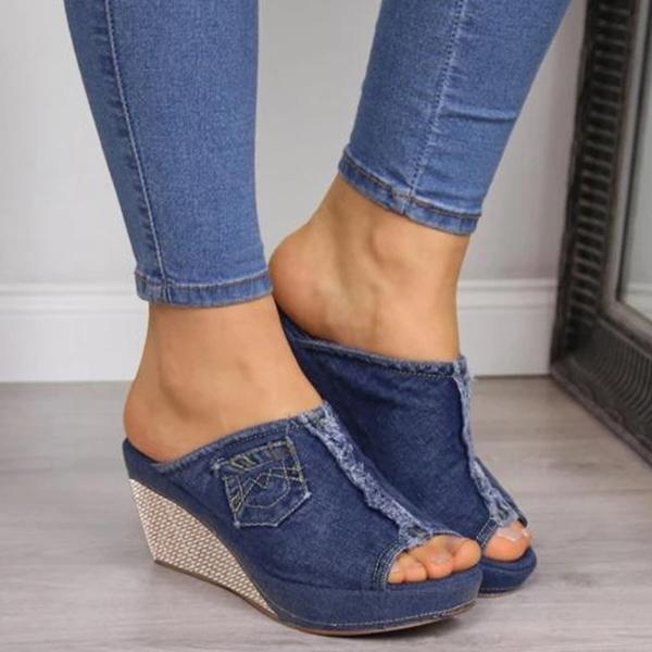 Denim-Keilsandalen für Frauen