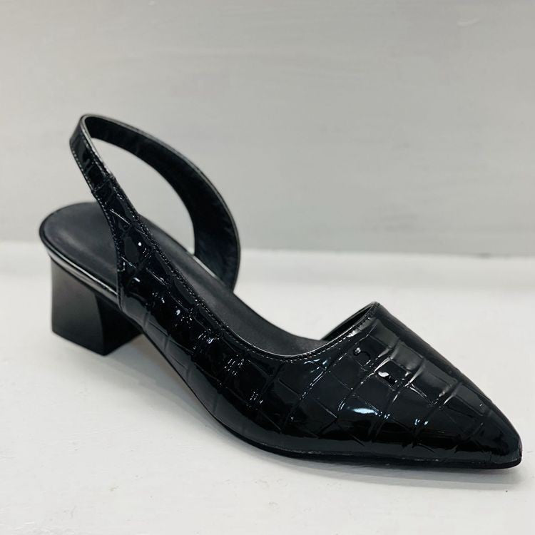 Elegante Leder Ausschnitt niedrige klobige Ferse Slip On Pointy Toe Schuhe