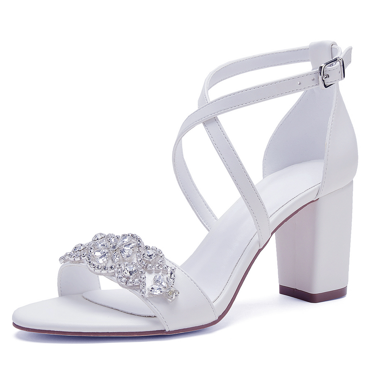 Strass Damen Sandalen mit klobigem Absatz