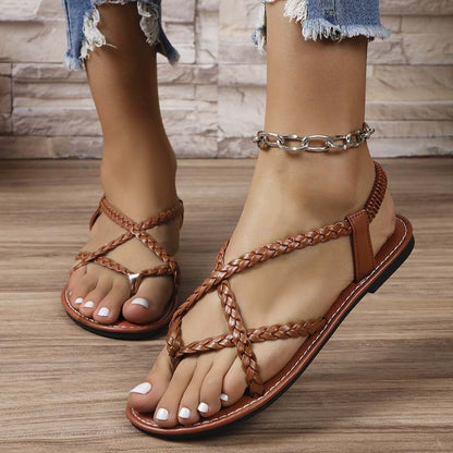 Geflochtene flache Damen-Sandalen