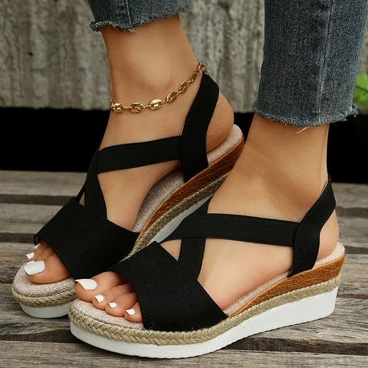 Damen Casual Cross-Strap Retro Sandalen