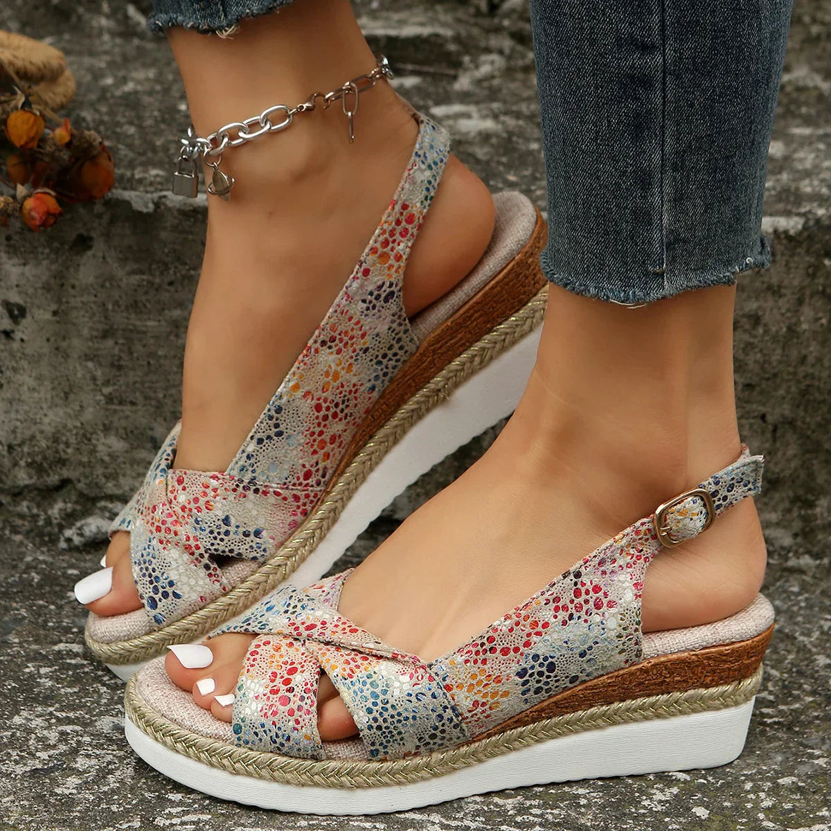 Mode Peep Toe Wedge Sandalen