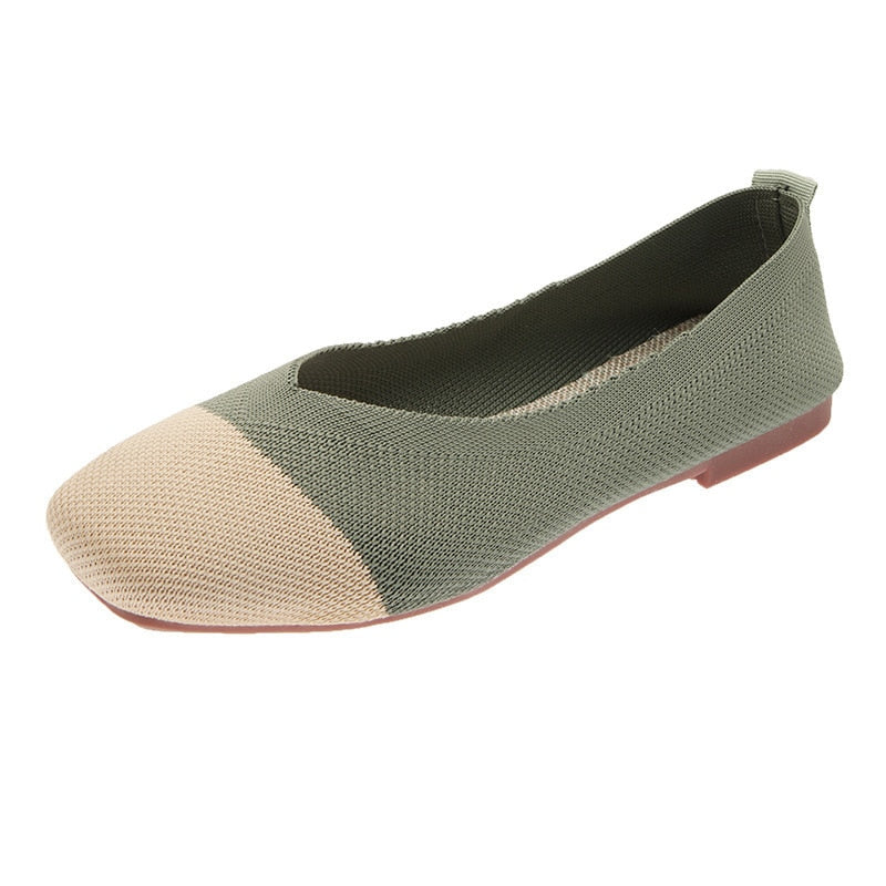 Frauen Flats Mesh Ballet Square Toe Slip-On Loafers Atmungsaktive Flats