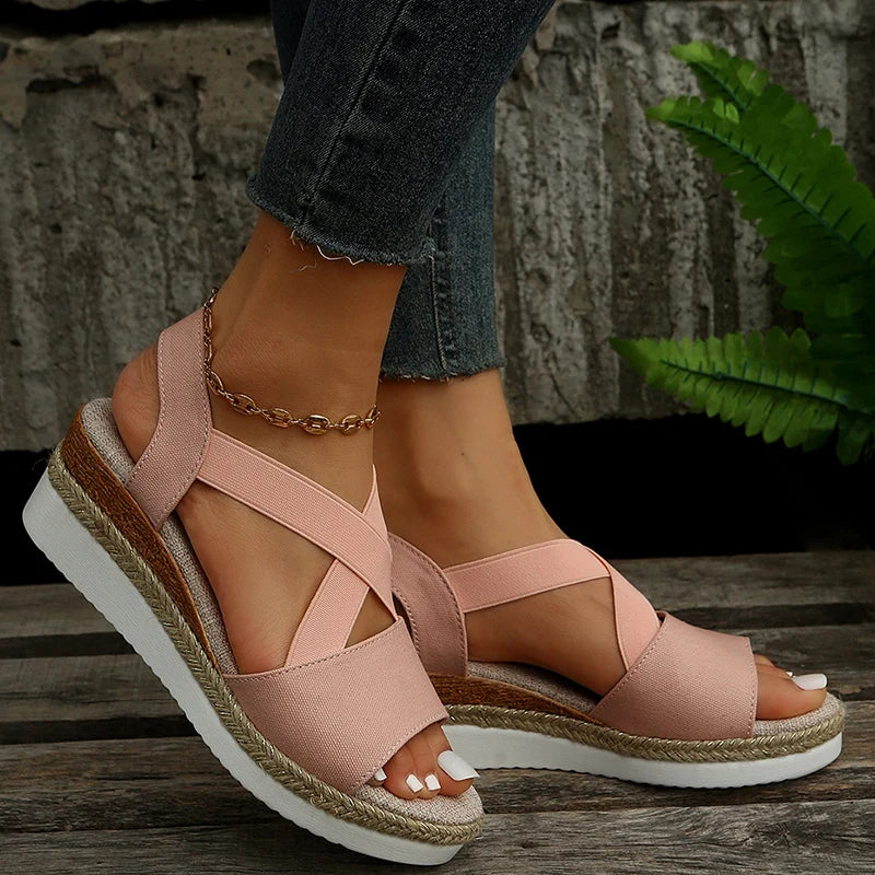 Damen Casual Cross-Strap Retro Sandalen