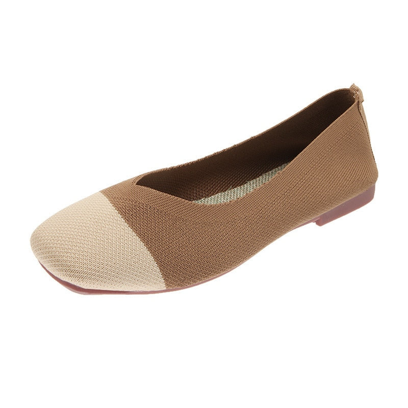 Frauen Flats Mesh Ballet Square Toe Slip-On Loafers Atmungsaktive Flats