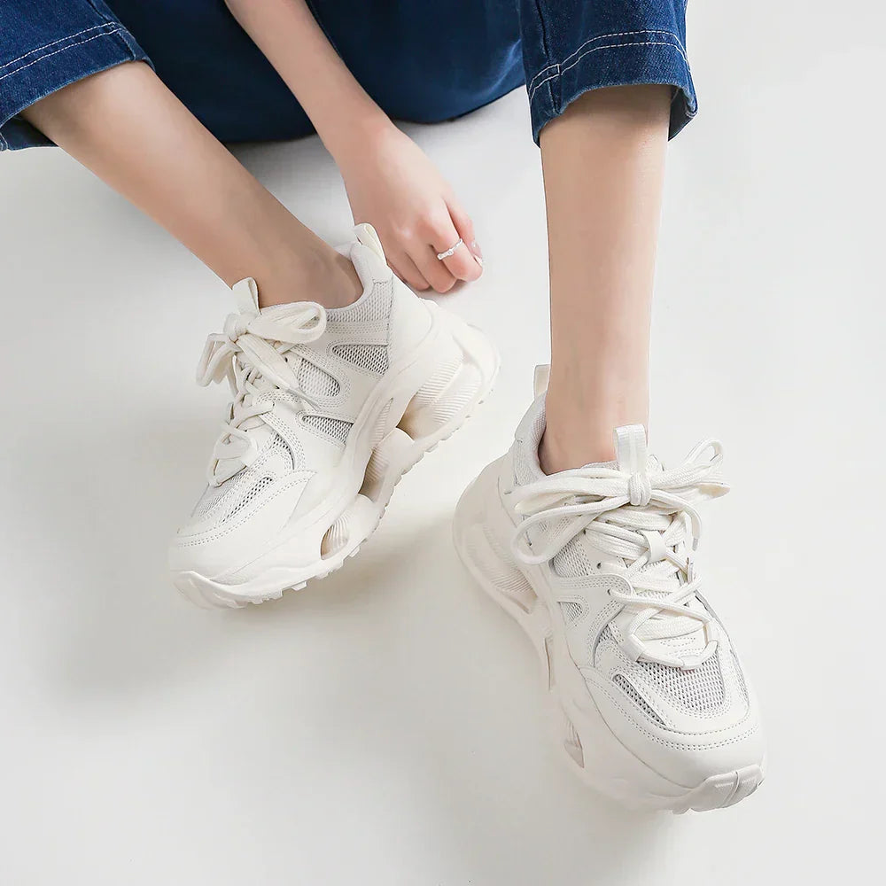 Chunky Leder Mesh Sneakers