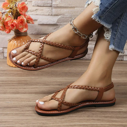 Frauen geflochtene Casual Clip Toe Sommer Sandalen