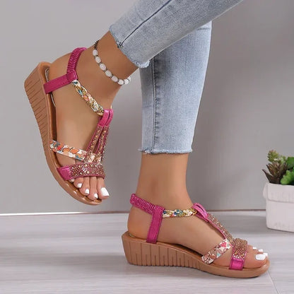 Orthopädische Boho Riemchensandalen