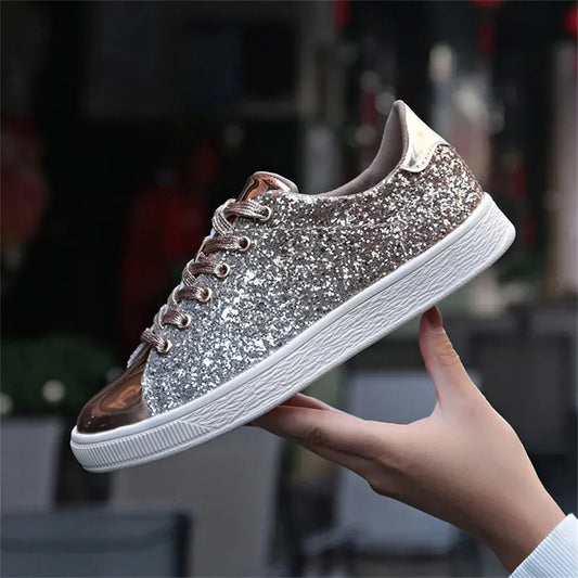 Damen Silber Glitter Slip-On Sneakers