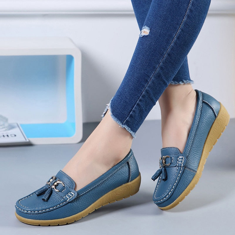 Klassische Leder Loafers Casual Slip-On