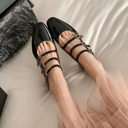 Echtes Leder Dünne Schnalle High Heels